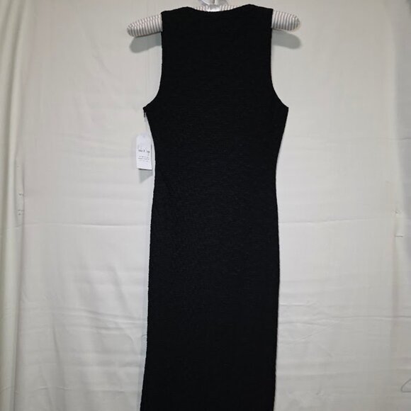 NWT Sadie & Sage Popcorn Maxi Dress w/ Slit Black S - Picture 5 of 12